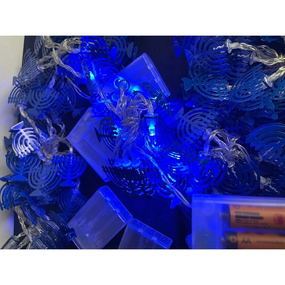 Set‎ of 9 Hanukkah Menorah Dreidel Star of David Lights String Lights Decoration